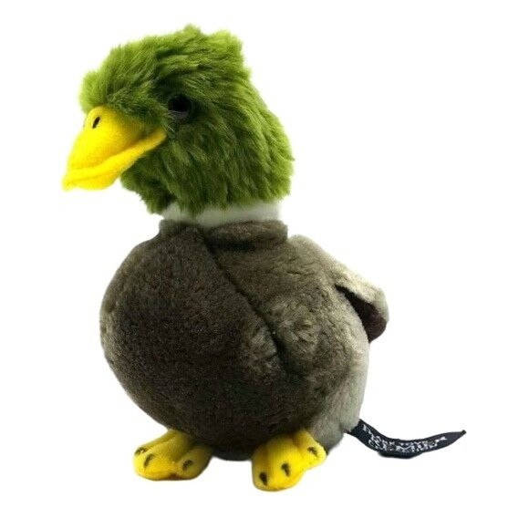 Ark Toys Realistic Mallard Duck Plush Gray Green 6" Premier Collect Yellow Feet - Picture 3 of 10